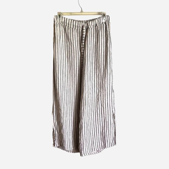 Gigi Moda Made in Italy Linen Striped Wide Leg Cropped Pants Small S–M - Picture 8 of 8